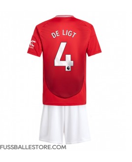 Günstige Manchester United Matthijs de Ligt #4 Heimtrikotsatz Kinder 2024-25 Kurzarm (+ Kurze Hosen)